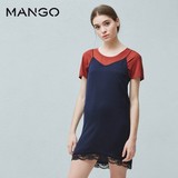 MANGO女装2016春夏|蕾丝装饰连身裙63025648|吊牌价299