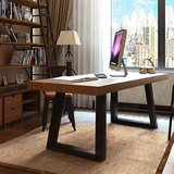 LOFT美式乡村风格铁艺餐桌全实木设计实木书桌办公桌电脑桌写字台