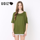 UGIZ韩国夏季女装时尚休闲纯色露肩短袖T恤女装UBTX512A专柜正品