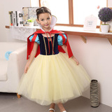 迪斯尼白雪公主裙夏 女童披肩连衣裙cosplay儿童服装蓬蓬裙表演服