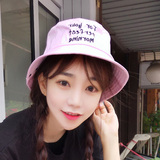 盆帽女夏天韩版潮字母帽甜美可爱韩国渔夫帽逛街出游必备太阳帽子