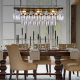 酒杯吊灯北欧创意餐厅灯美式客厅铁艺酒吧灯创意个性水晶长方形灯
