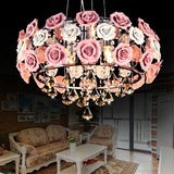 简约现代陶瓷LED 玫瑰花水晶灯 带遥控 田园卧室客厅吸顶灯吊灯