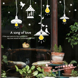 小鸟吊灯 咖啡奶茶餐厅店铺玻璃橱窗装饰贴纸 墙壁贴画时尚创意贴