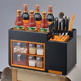 创意多功能厨房置物架日用品组合架柜调料架双层调味刀具整理箱