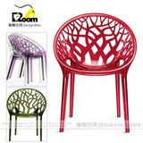 北欧透明花纹椅个性椅镂空树叶椅创意餐厅椅简约电脑椅塑料水晶椅