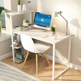 1米白色台式电脑桌居家用简易笔记本书桌子带书架简约现代经济型