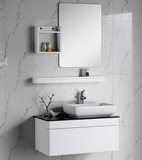 恒洁浴室柜新款简约现代时尚橡木挂墙式玻璃台面洗手盆组合吊柜