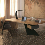 实木办公桌仿古家具组合大班桌欧式书桌电脑桌美式复古铁艺写字台