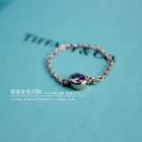 香港代购正品Tiffany蒂芙尼圆形海蓝宝石925纯银链形戒指生日礼物