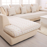 全棉麻老粗布防滑沙发垫可定做布艺时尚四季坐垫夏季沙发垫  粉点