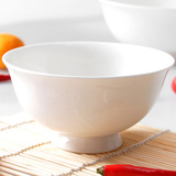 唐山优质骨瓷纯白无铅无镉防烫高足碗汤碗面碗餐具米饭碗白碗
