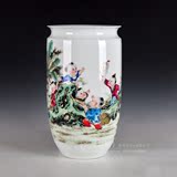 大展景德镇陶瓷器 童趣粉彩陶瓷花瓶 现代中式工艺品家饰客厅摆件