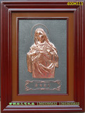 圣母圣心紫铜浮雕画天主教会壁画基督教堂挂画家居装饰画工艺挂匾