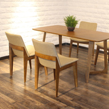 北欧实木餐椅 水曲柳椅子 现代简约皮布艺休闲椅 餐厅饭馆咖啡椅