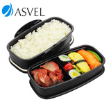 日本ASVEL 带包双层便当盒 保鲜盒 830ml 微波炉饭盒+便当袋+筷子