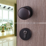 贝尔维帝纯铜简约欧美式室内黑色门锁球门锁形分体锁全铜房门锁具