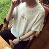希望之城2016时尚夏季小喇叭短袖T恤 男士韩版潮流棉质休闲半袖衫