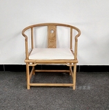 免漆老榆木圈椅 新中式实木家具休闲椅茶椅 禅意椅子 明式矮圈椅