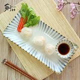 剑林创意日式复古手绘 寿司盘烤肉平盘长方形盘子陶瓷餐具 兰草