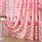新款遮光儿童房窗帘 Kitty猫图案涤棉面料粉色特价定制成品窗帘布