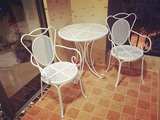 欧式铁艺户外桌椅套装现代简约庭院三件套咖啡桌椅阳台茶几小圆桌