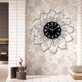 花朵欧式客厅钟表 铁艺现代时尚钟表镶钻创意挂钟 卧室静音大号