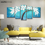 手绘油画现代客厅装饰画沙发背景墙画挂画无框画抽象五联组合花卉