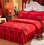 韩式纯棉婚庆大红色新婚四件套全棉结婚床品1.8m双人床单四件套1