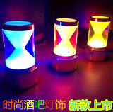 粤明新款LED充电酒吧台灯 创意亚克力沙漏发光透明装饰烛台小夜灯