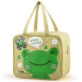 浅绿色洗漱用品包 可爱卡通帆布旅行用品袋 化妆包 带拉链手提包