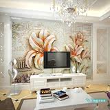 3D立体电视背景墙纸无纺布壁纸大型壁画简欧式客厅浮雕花卉影视墙