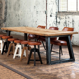 LOFT美式风格 餐桌椅 组合实木书桌 办公桌 餐桌 工作台 老榆木