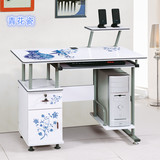 简约烤漆钢琴面板式家用带抽柜钢架台式笔记本电脑桌书桌写字台