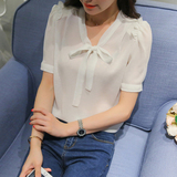 彩黛妃2016夏季新款韩版女装短袖纯色气质时尚休闲女衬衫上衣