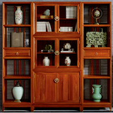 木美家 现代中式实木书柜自由组合书橱置物柜储物柜子带玻璃门