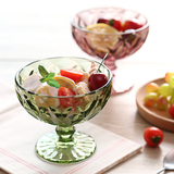 加厚浮雕沙拉碗欧式玻璃冰激凌杯家用甜品碗创意冰淇淋碗沙冰碗