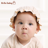 hellobaby有机棉花边帽婴儿帽子春秋男女宝宝帽子0-3个月夏季防晒