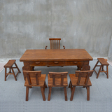 老榆木茶桌椅组合办公桌长餐桌泡茶桌带抽屉仿古家具茶台客厅中式
