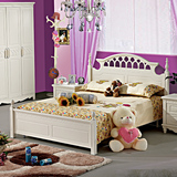 田园公主床1.5米儿童床白色简约单人床卧室家具实木韩式女孩床