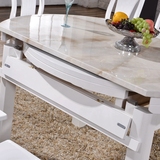 简约大理石餐桌椅组合 小户型高档大理石可伸缩折叠圆形实木餐桌