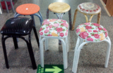 包邮圆凳加厚型叠放彩色家用塑料方高凳子折叠凳子椅子实木餐凳