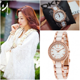 海外代购DKNY唐可娜儿正品NY8141金喜善同款玫瑰金陶瓷表带女手表