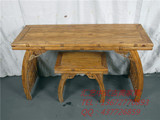 新中式榆木竹节琴桌椅组合 仿古典实木雕花琴台 简约小写字台案台