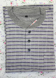 日本韩国外贸原单春秋全棉长袖收口灰色紫条纹男士家居服睡衣
