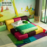 奥妮帝斯儿童床男孩拼色组合床布艺小孩卡通床卧室儿童家具套房床