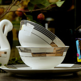 碗碟套装景德镇陶瓷高档60头骨瓷餐具套装欧式金边碗盘套装正品