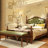 美式法式纯实木床做旧复古床全实木欧式双人1.8米真皮宜家婚床
