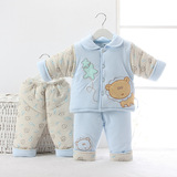 冬季婴儿棉衣服三件套加厚保暖男女宝宝外套装新生儿冬装6-8个月