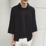 潮流男装夏季蝙蝠衫 韩版个性男士宽松薄款五分袖衬衫防晒衣外套